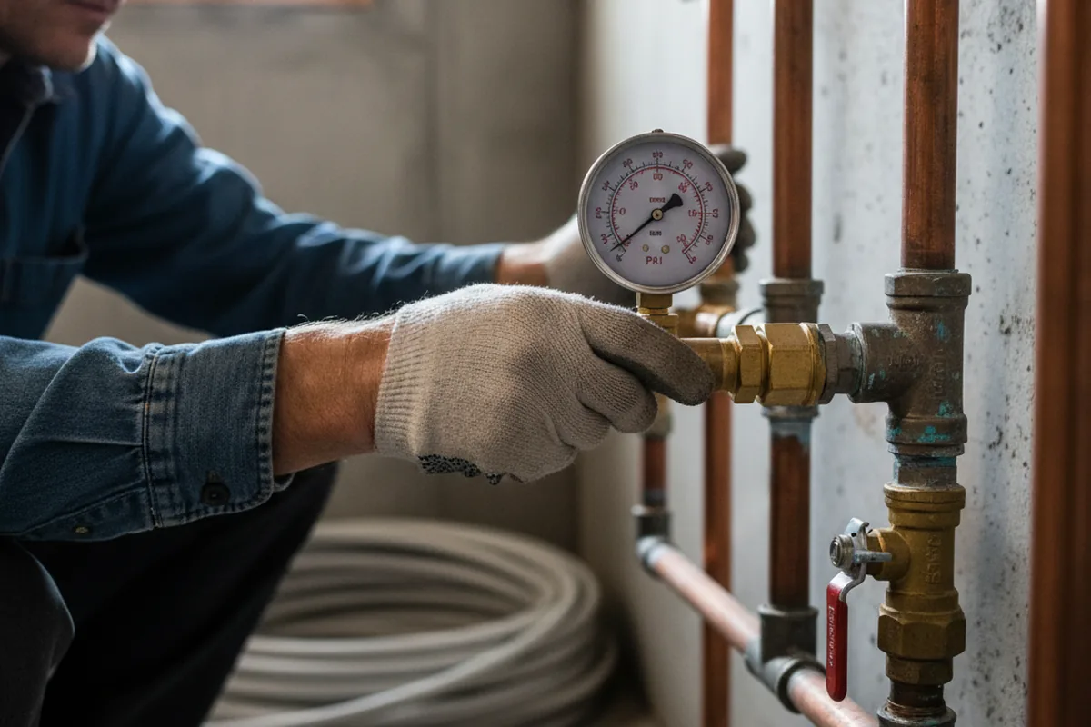 Pressure testing a repaired line during Water Line Repair in Yemassee